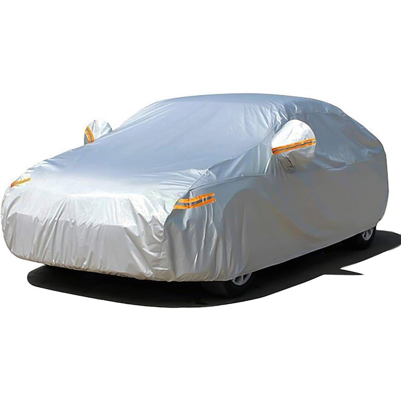 SEAZEN Car Cover with Zipper, 2 Layer Full Car Covers Waterproof/UV Protection/Snowproof/Dustproof, Universal Car Cover (Fit Sedan-Length Up to 200") - Image 1